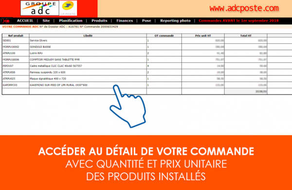 Extranet et reporting détail commande