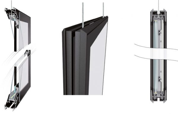 Schéma porte-affiche vitrine led