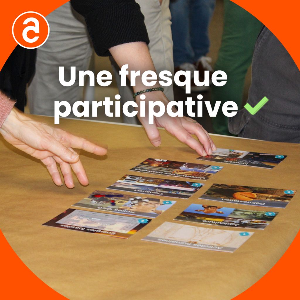 Les équipes d'Ateliers de Chevreuse réalisent la fresque du climat.